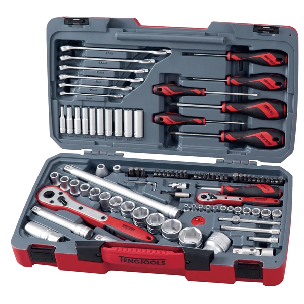Teng 95pc 1/4 & 1/2in Dr. Metric Socket & Tool Set