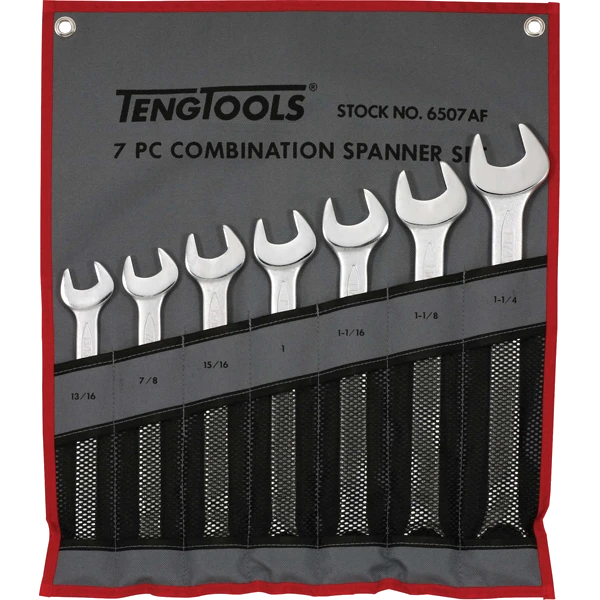 Teng 7pc Combination AF Spanner Set w/Wallet 13/16-1-1/4in