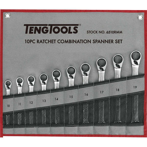 Teng 10pc Rev Ratchet Metric Spanner Set 10-19mm