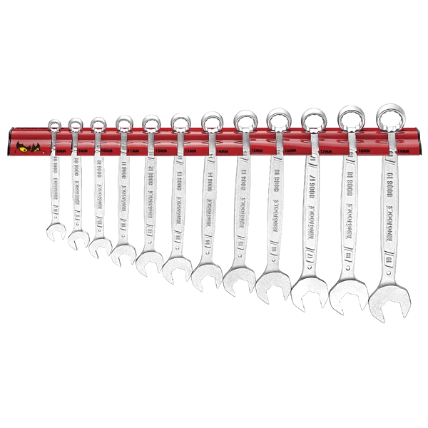Teng 12pc Anti-Slip Comb. Spanner Set 8-19mm w/ Wall Rack