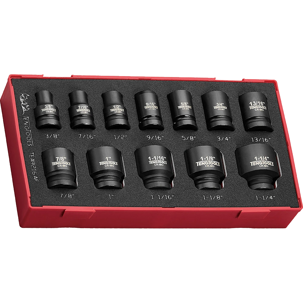 Teng 16pc 1/2in Dr. AF Reg. Impact Socket Set 6-Pnt (EVA)