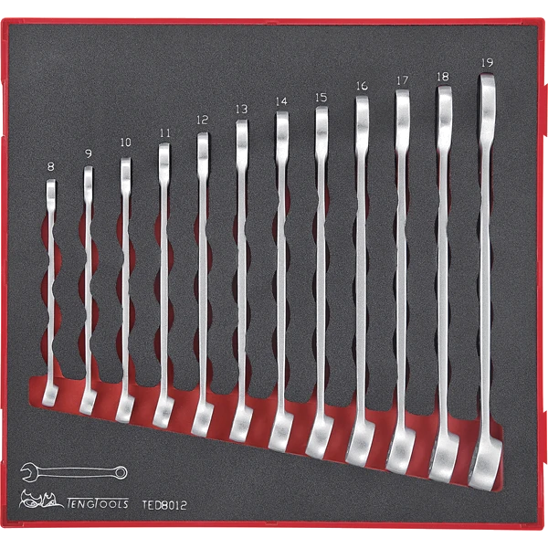 Teng 12pc Anti-Slip Comb. Spanner Set 8-19mm - TED-Tray
