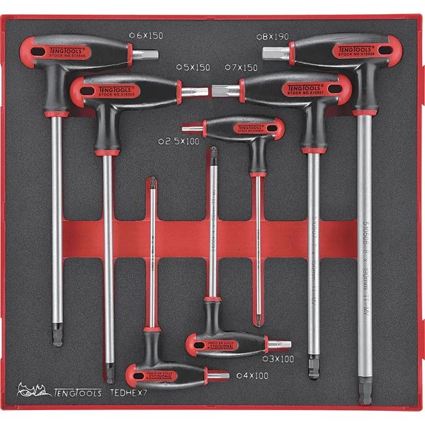 Teng 7pc T-Handle Hex Set 2.5-8mm - TED-Tray
