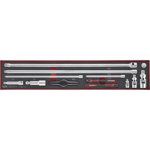 Teng 13pc 1/4-3/8-1/2in Dr. Ext Bar & Acc Set-TEX-Tray