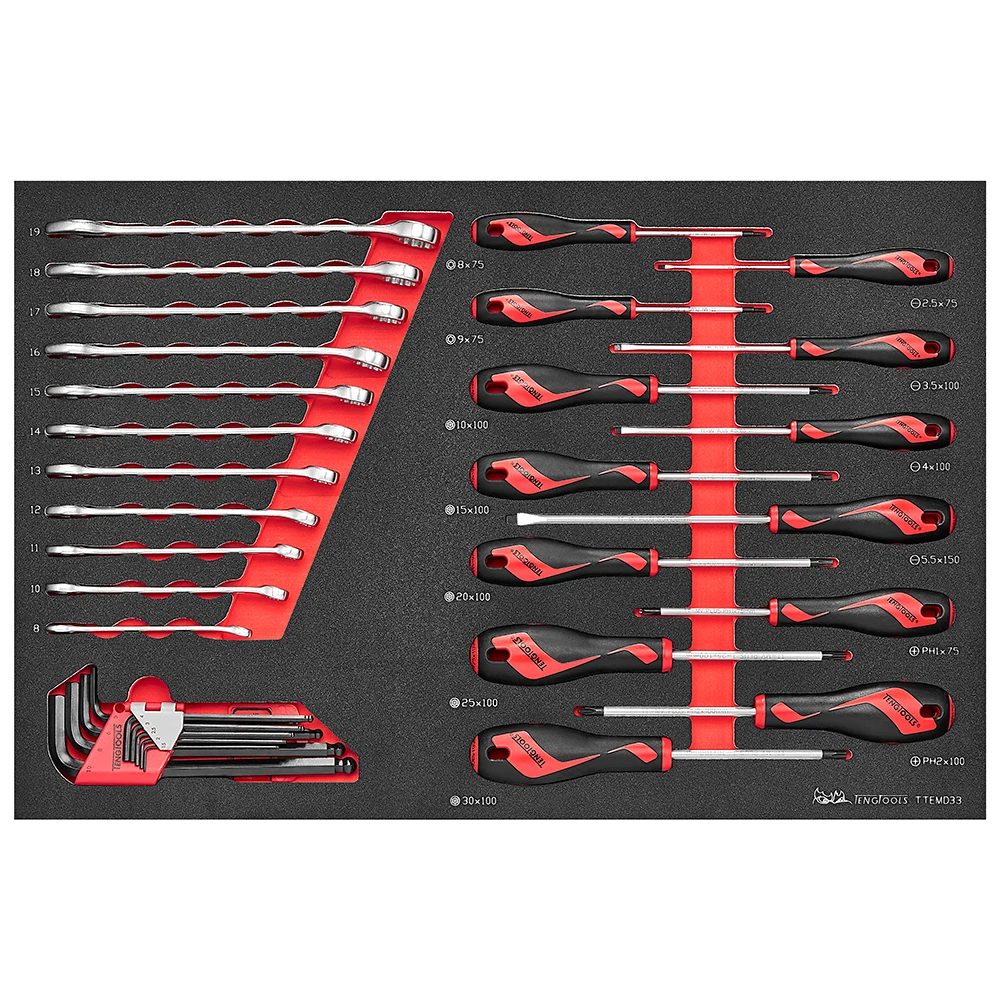 Teng 33pc Screwdriver-Spanner & Hex Key Set (EVA)