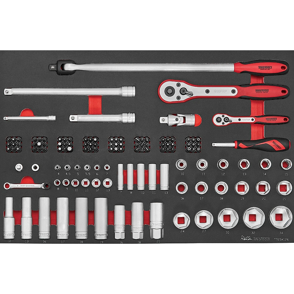 Teng 126pc Socket Set 1/4 & 1/2in Dr. (EVA)