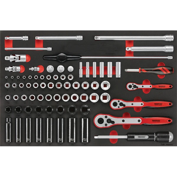 Teng 77pc 1/4 3/8 & 1/2in Dr. Metric Skt & Acc Set (EVA)