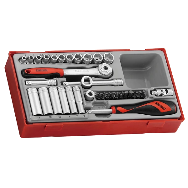 Teng 35pc 1/4in Dr. Skt & Acc Set 4-13mm - TC-Tray
