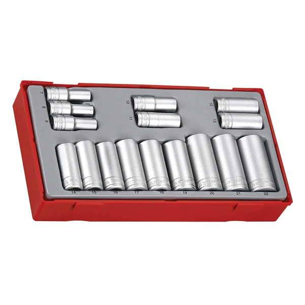 Teng 16pc 3/8in Dr. Deep Skt Set 7-22mm - TC-Tray