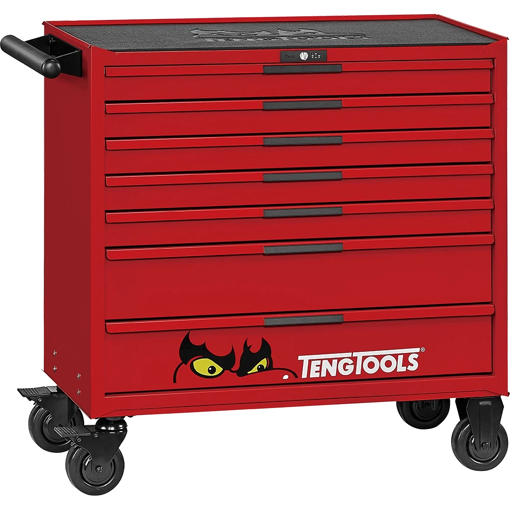 Teng Pro35™ 37in Roller Cabinet 7 Drawers Red