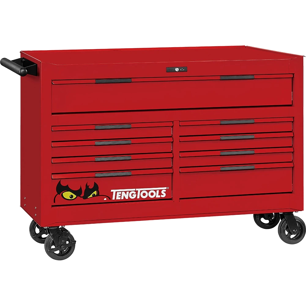 Teng Pro35™ 53in Roller Cabinet 9 Drawers Red