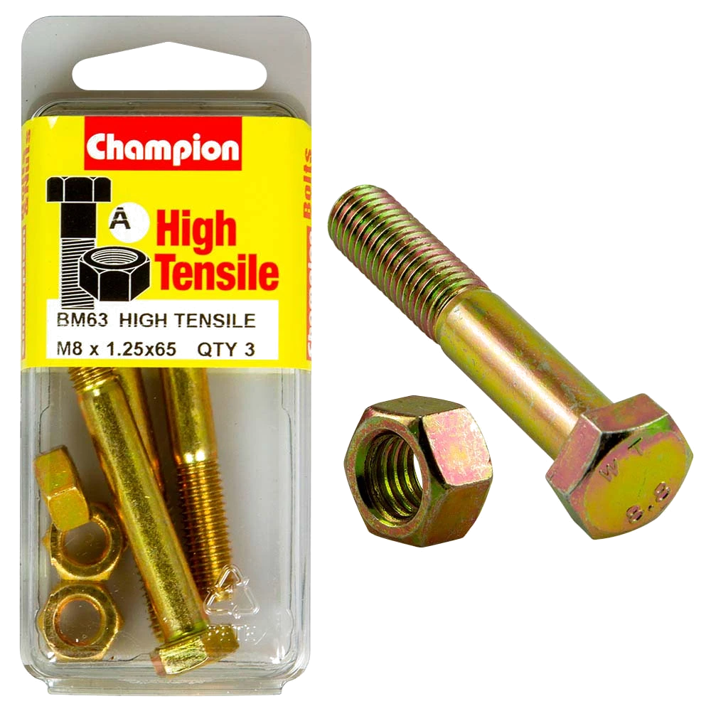 Champion M8 x 65 Bolt & Nut (A) - GR8.8