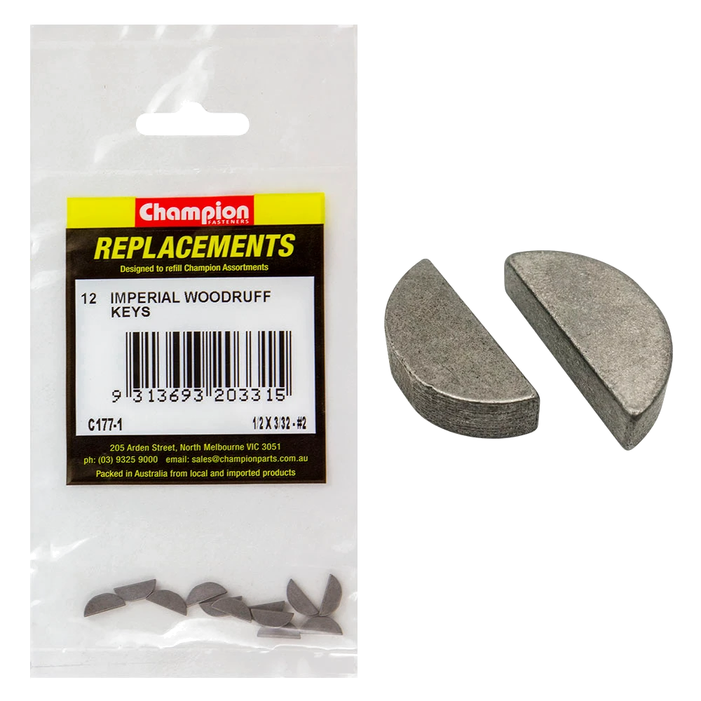 Champion 1/2in x 3/32in Wk2 Woodruff Key -12pk