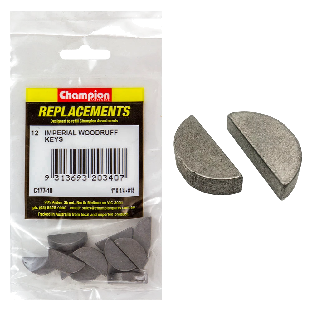 Champion 1in x 1/4in Wk15 Woodruff Key -12pk