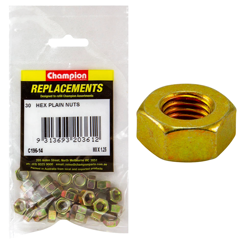 Champion M8 x 1.25 Hexagon Nut -30pk