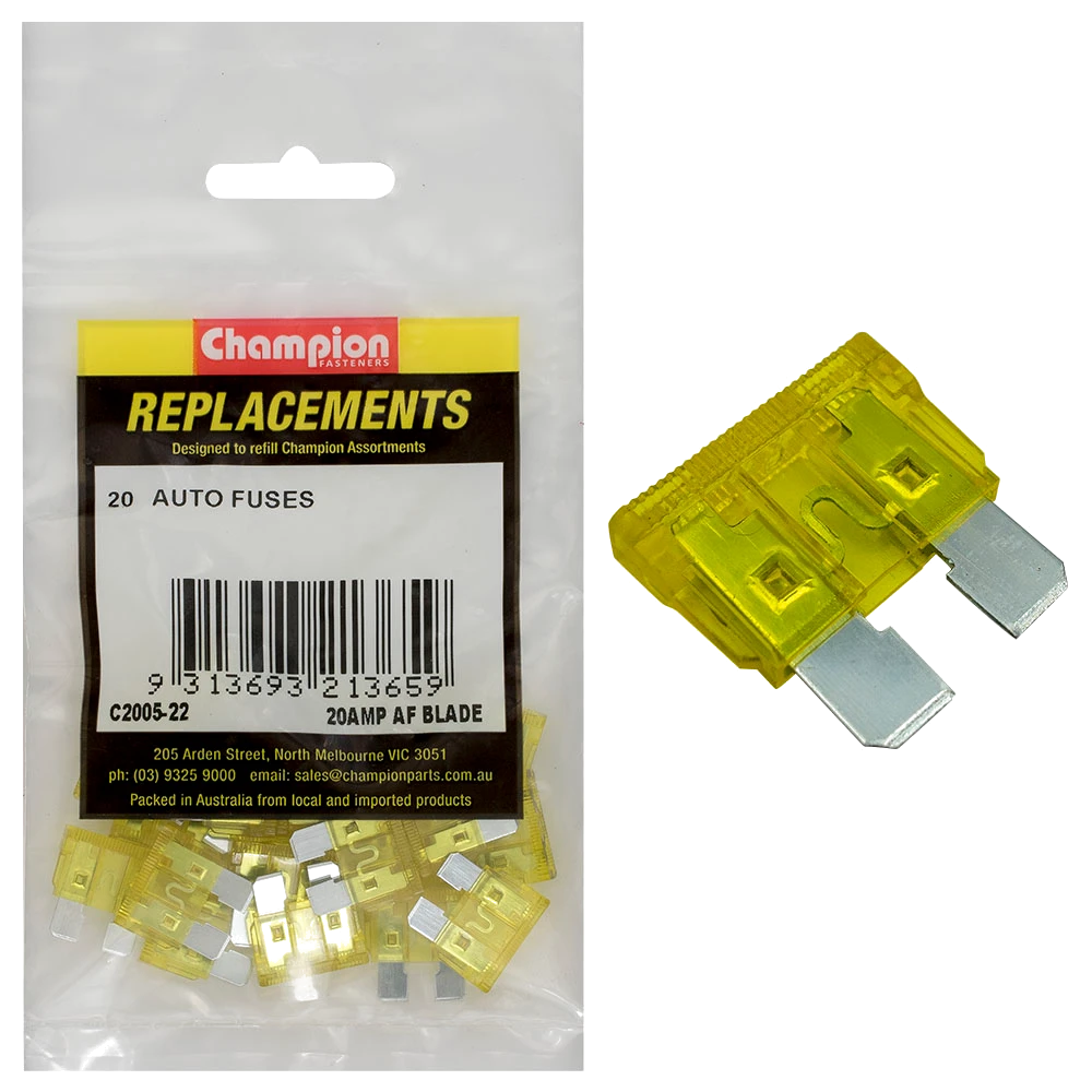 Champion AF 20Amp Standard Blade Fuse (Yellow) -20pk