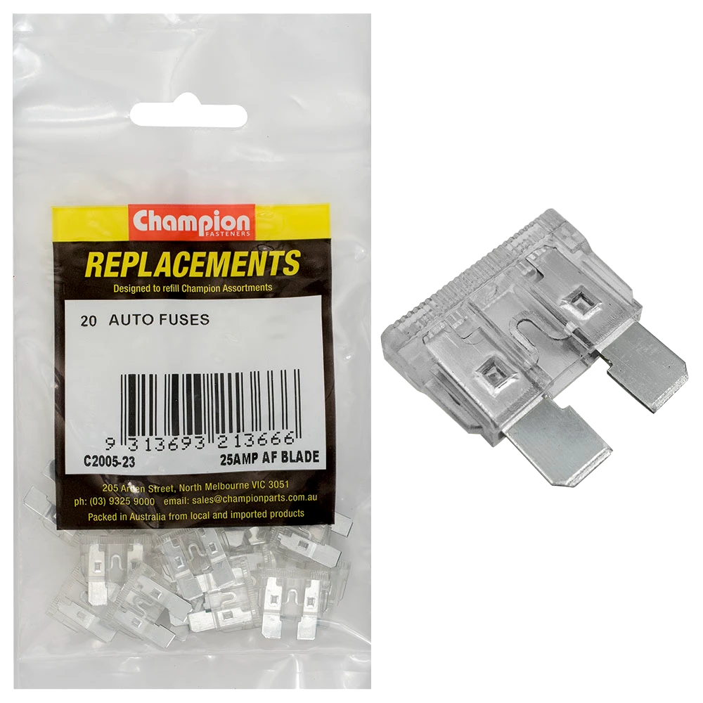Champion AF 25Amp Standard Blade Fuse (Clear) -20pk