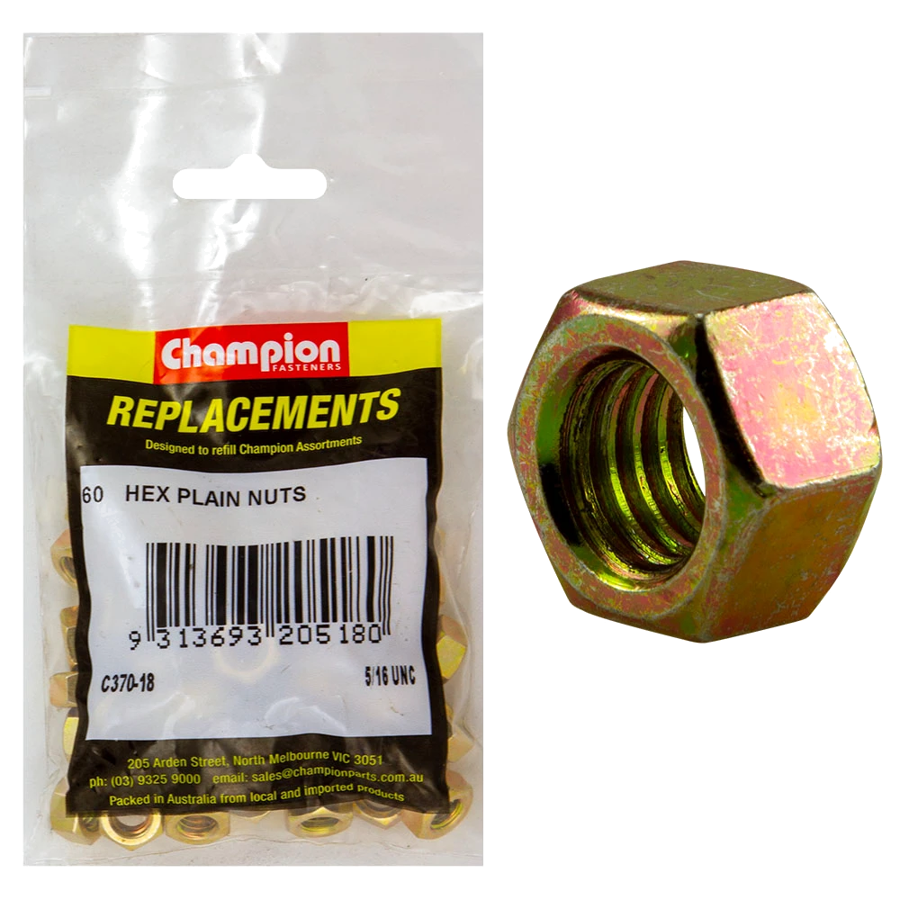 Champion 5/16in UNC Hexagon Nut -60pk