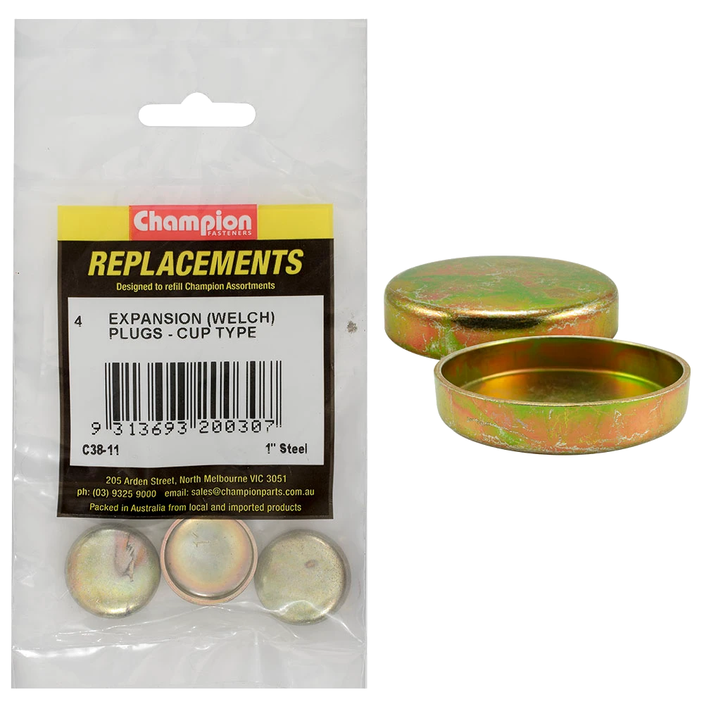 Champion 1in Steel Expansion (Frost) Plug -Cup Type -4pk**