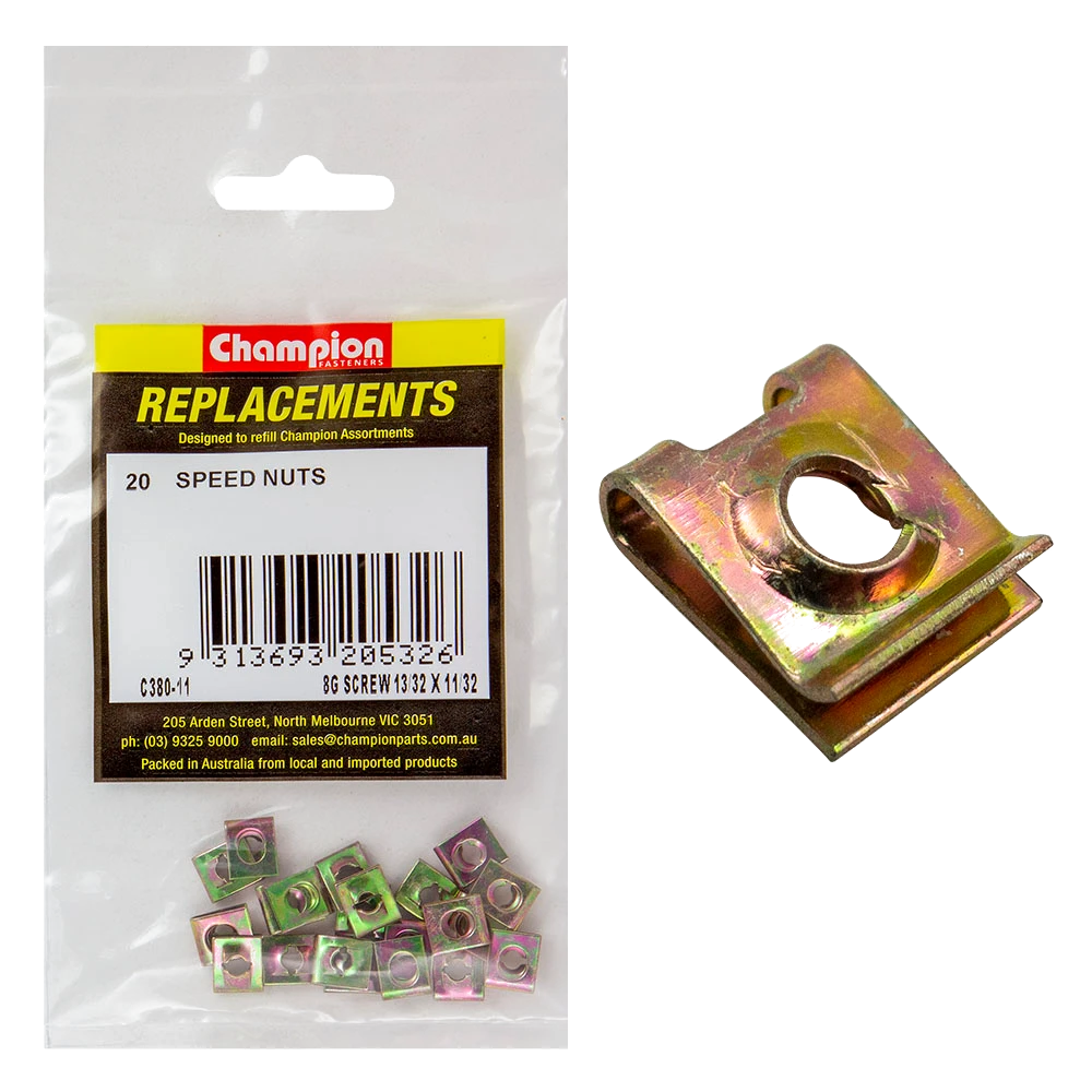 Champion 10.25 x 8.4 x 3.6mm Captive U-Type Speed Nut -20pk
