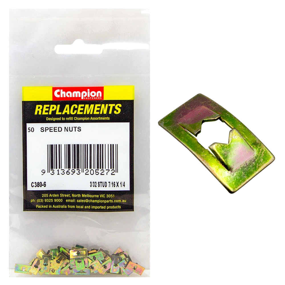Champion 2.4mm Push-On Speed Nut-50pk