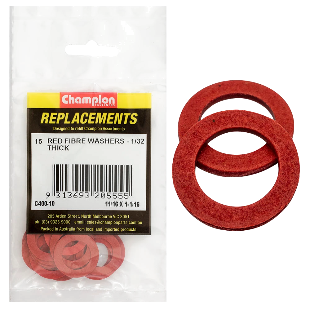 Champion 11/16in x 1-1/16in x 1/32in Red Fibre Washer -15pk
