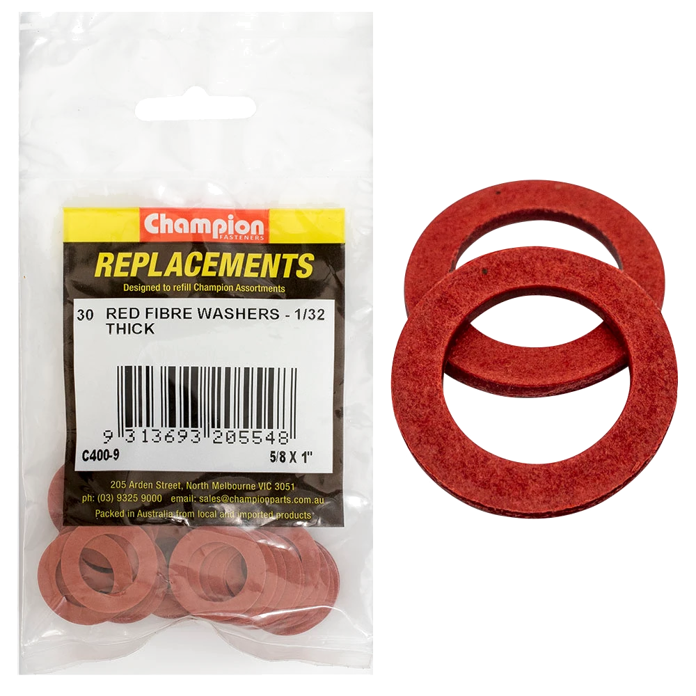 Champion 5/8in x 1in x 1/32in Red Fibre Washer -30pk