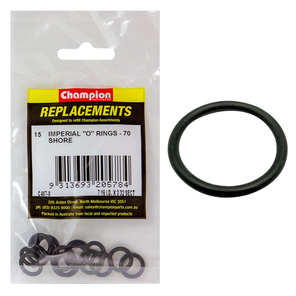 Champion 7/16in (I.D.) x 3/32in Imperial O-Ring -15pk