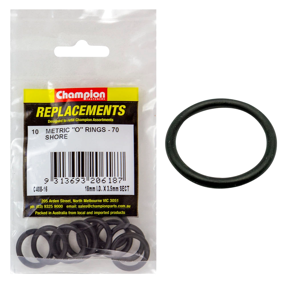 Champion 18mm (I.D.) x 3.5mm Metric O-Ring -10pk