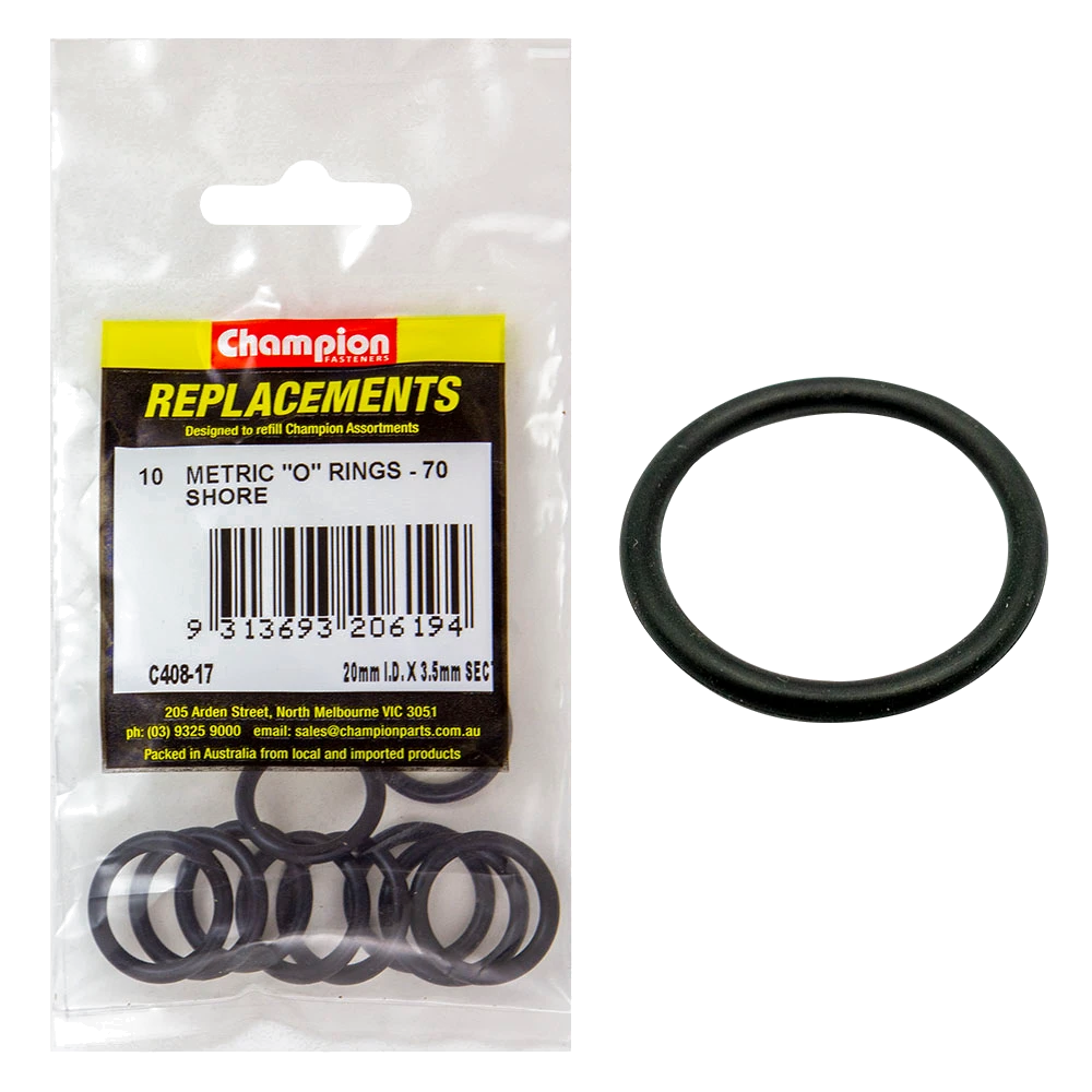Champion 20mm (I.D.) x 3.5mm Metric O-Ring -10pk