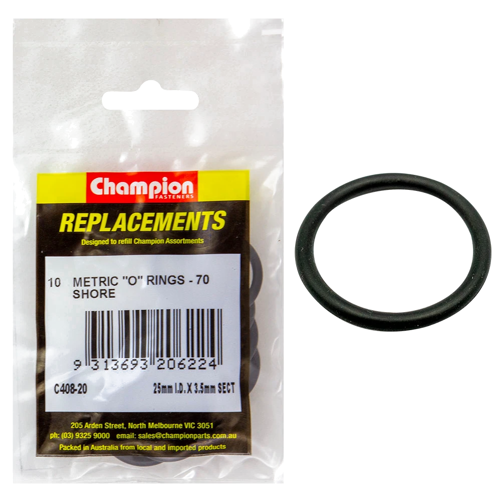 Champion 25mm (I.D.) x 3.5mm Metric O-Ring -10pk