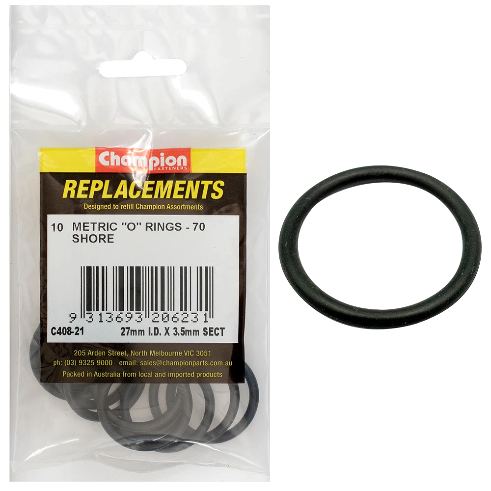Champion 27mm (I.D.) x 3.5mm Metric O-Ring -10pk
