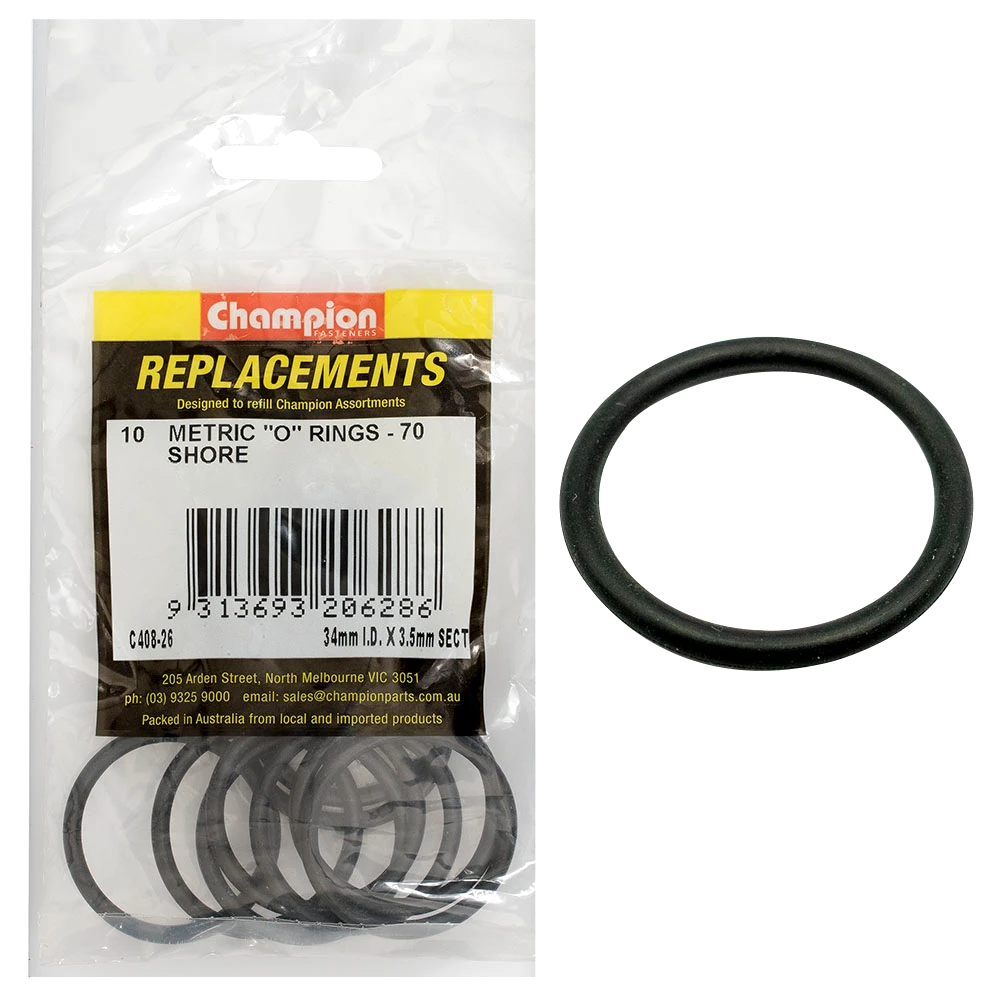 Champion 34mm (I.D.) x 3.5mm Metric O-Ring -10pk