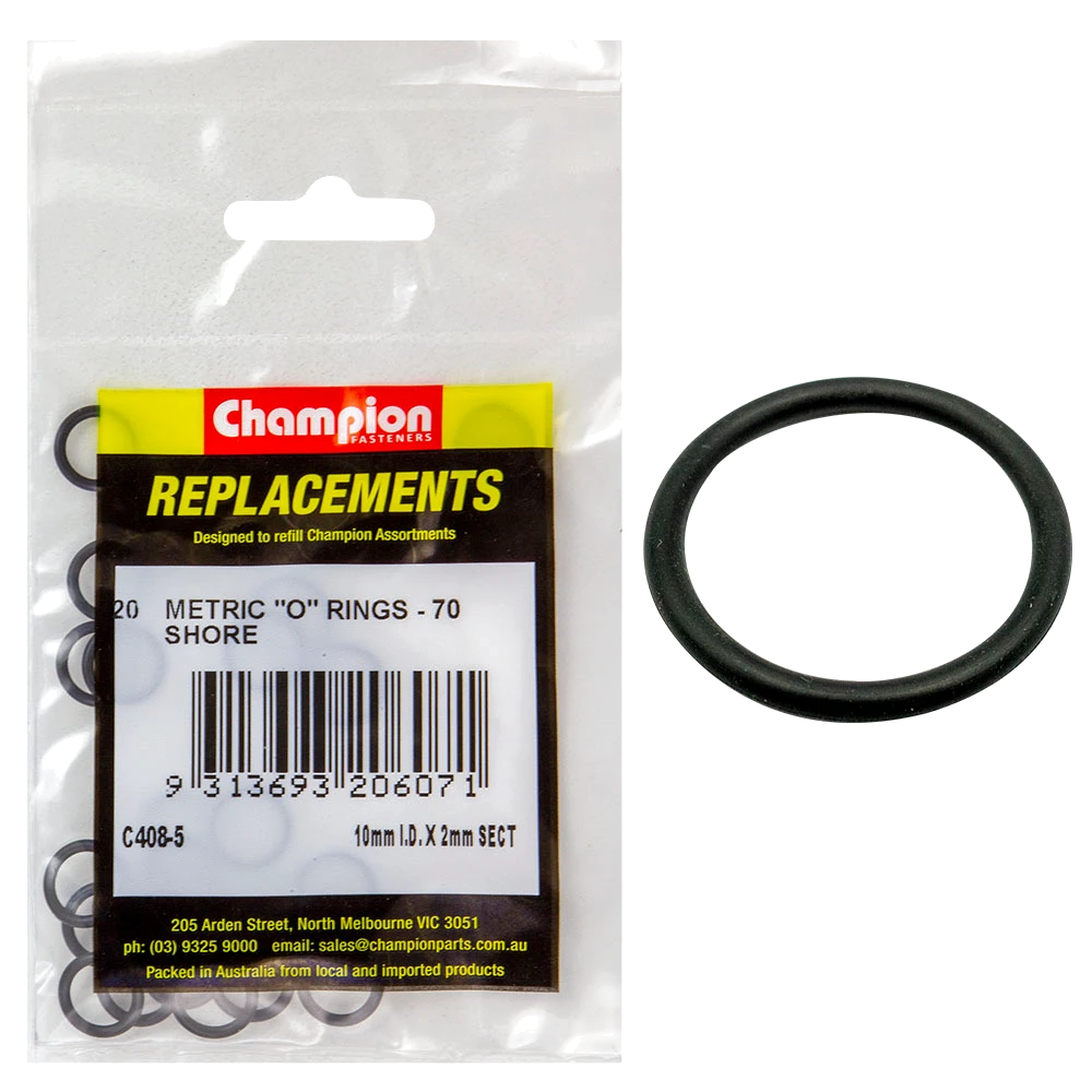 Champion 10mm (I.D.) x 2mm Metric O-Ring -20pk