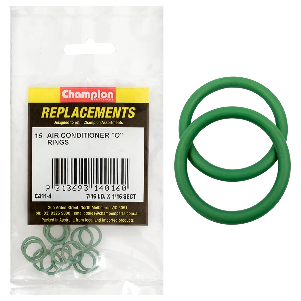 Champion 7/16in (I.D) x 1/16in Air Cond. (Hmbr) O-Rings-15pk