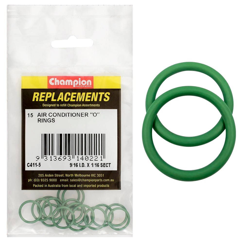 Champion 9/16in (I.D) x 1/16in Air Cond. (Hmbr) O-Rings-15pk