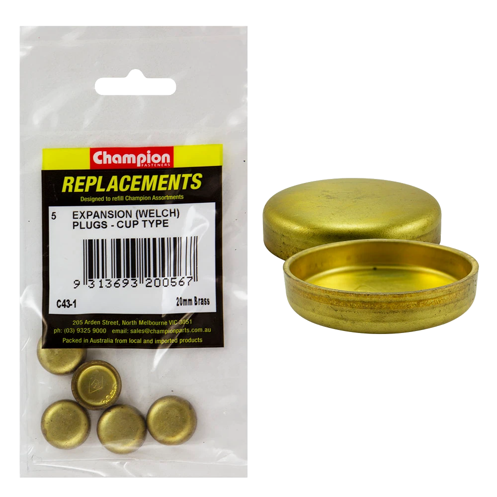 Champion 20mm Brass Expansion (Frost) Plug -Cup Type -5pk**