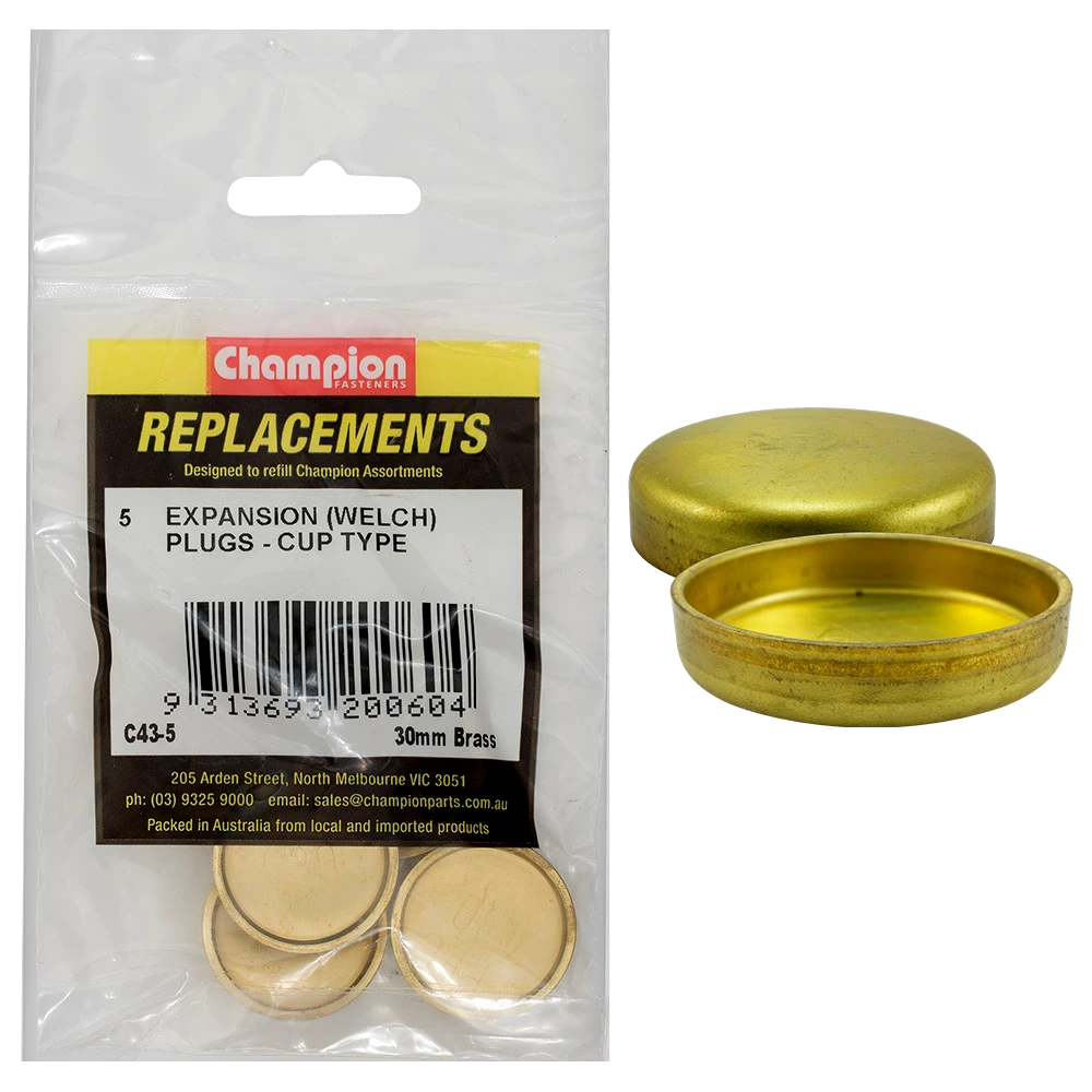 Champion 30mm Brass Expansion (Frost) Plug -Cup Type -5pk**