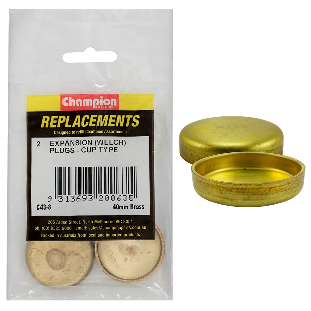 Champion 40mm Brass Expansion (Frost) Plug -Cup Type -2pk**