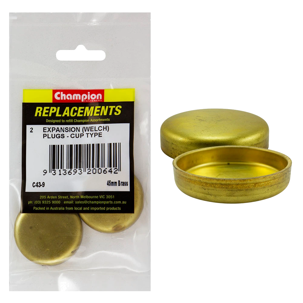 Champion 45mm Brass Expansion (Frost) Plug -Cup Type -2pk**