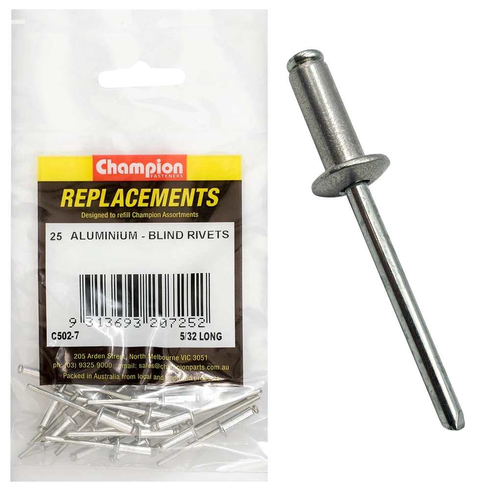 Champion 5/32in x 0.500in (12.70mm) Long Blind Rivets -25pk
