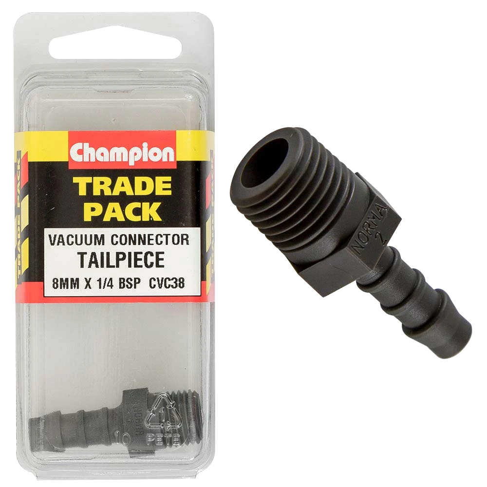 Champion Vacuum Hose - Tailpiece 8mm x 1/4in BSP