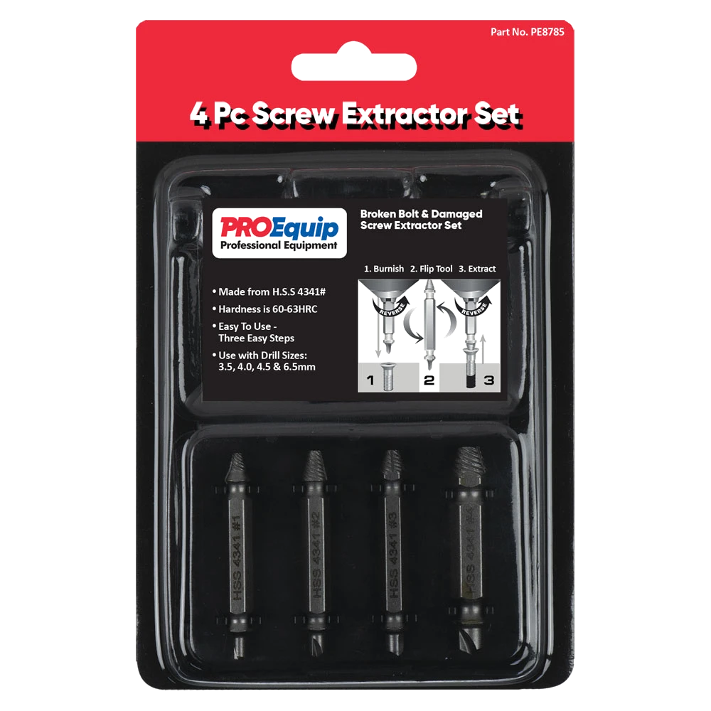 ProEquip 4 Pc Screw Extractor Set