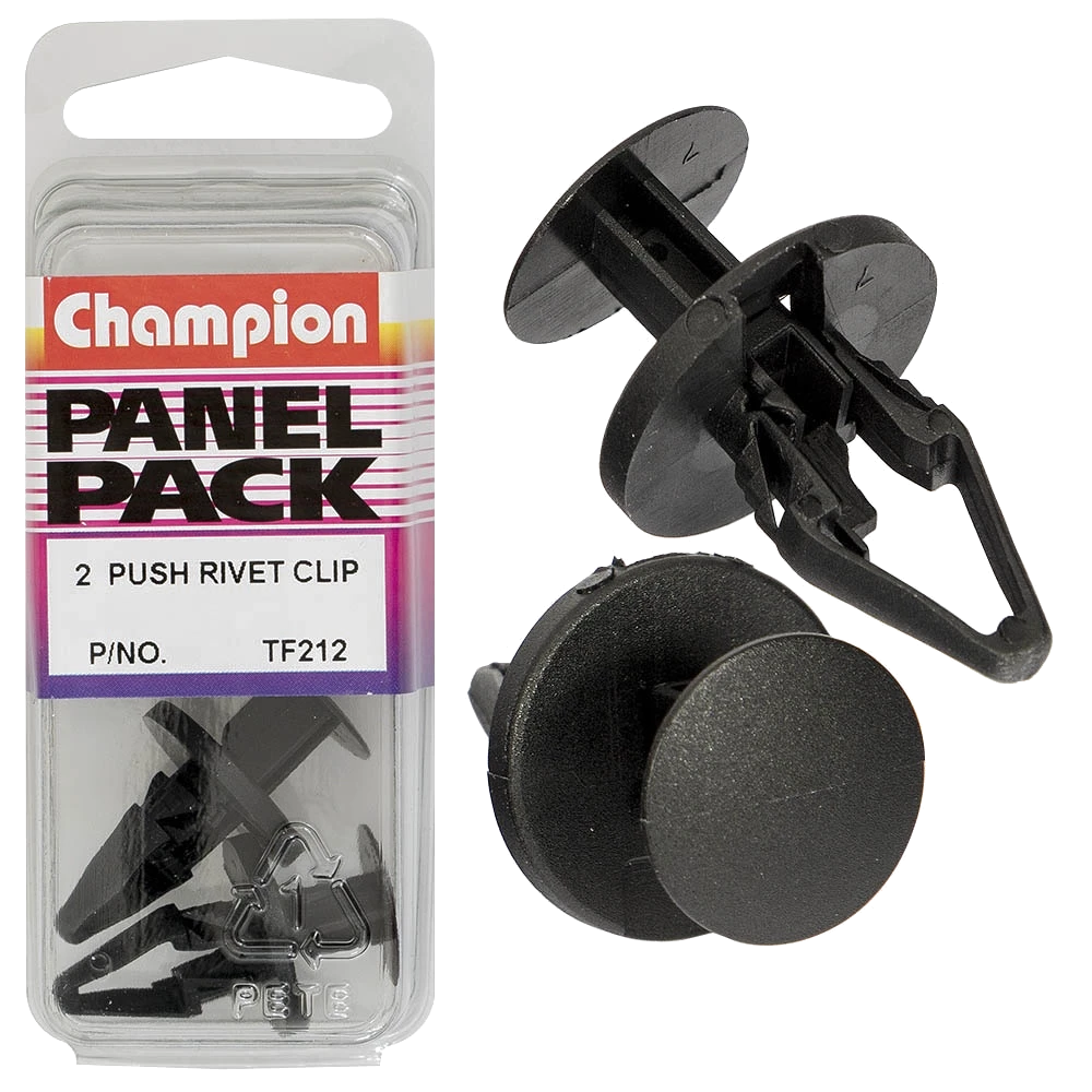 Champion Push Rivet Black 20mm(L) 8.5mm(Hole) 20mm(HD) 2pk