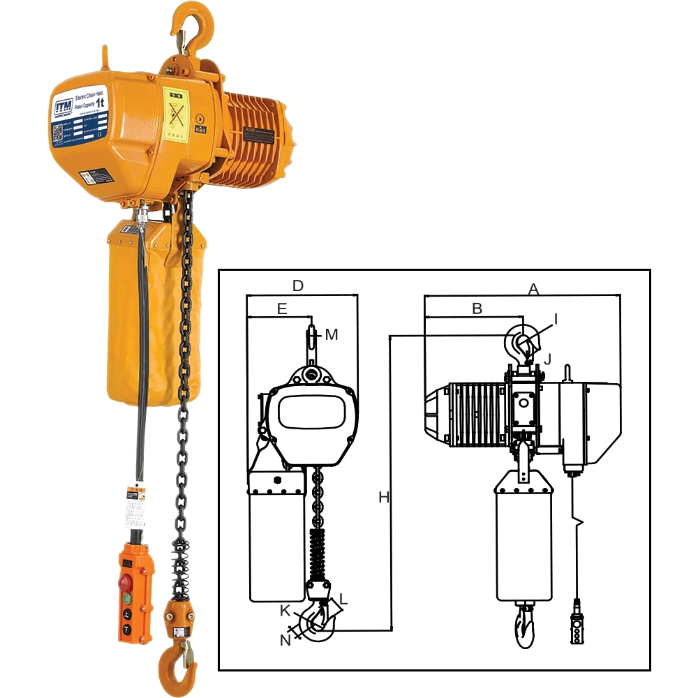 ITM Electric Hoist-415V-1 Ton-6 Meter Lift