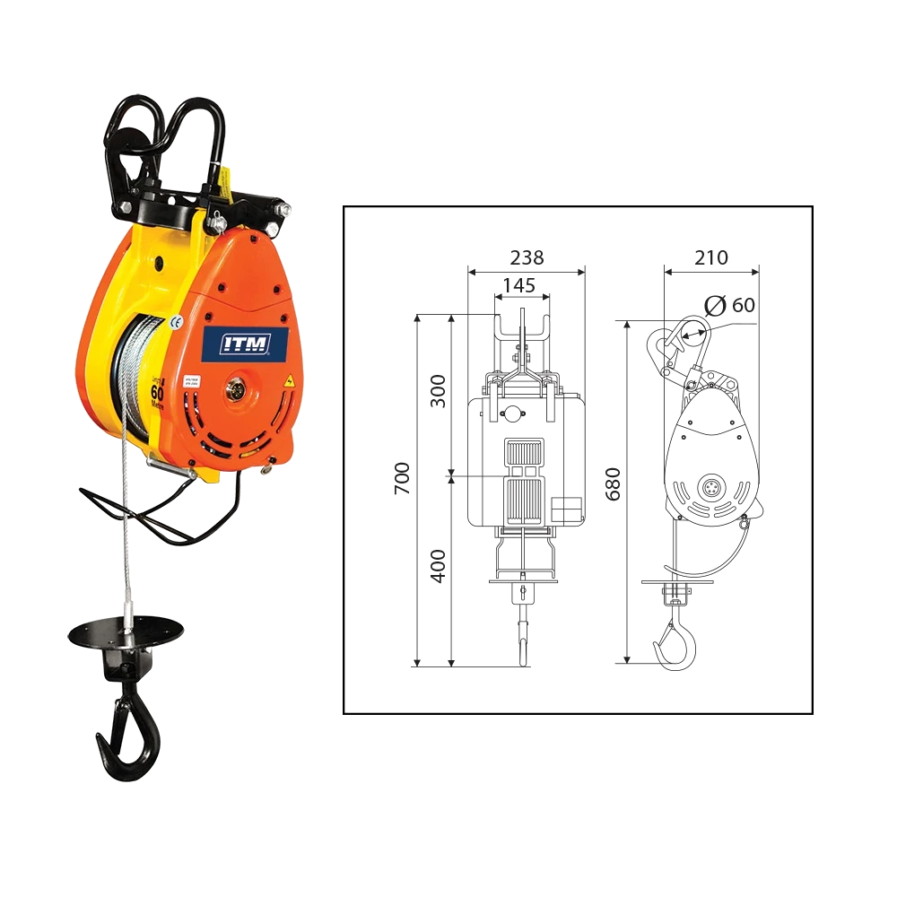ITM Electric Wire Hoist 360kg 60M Lift