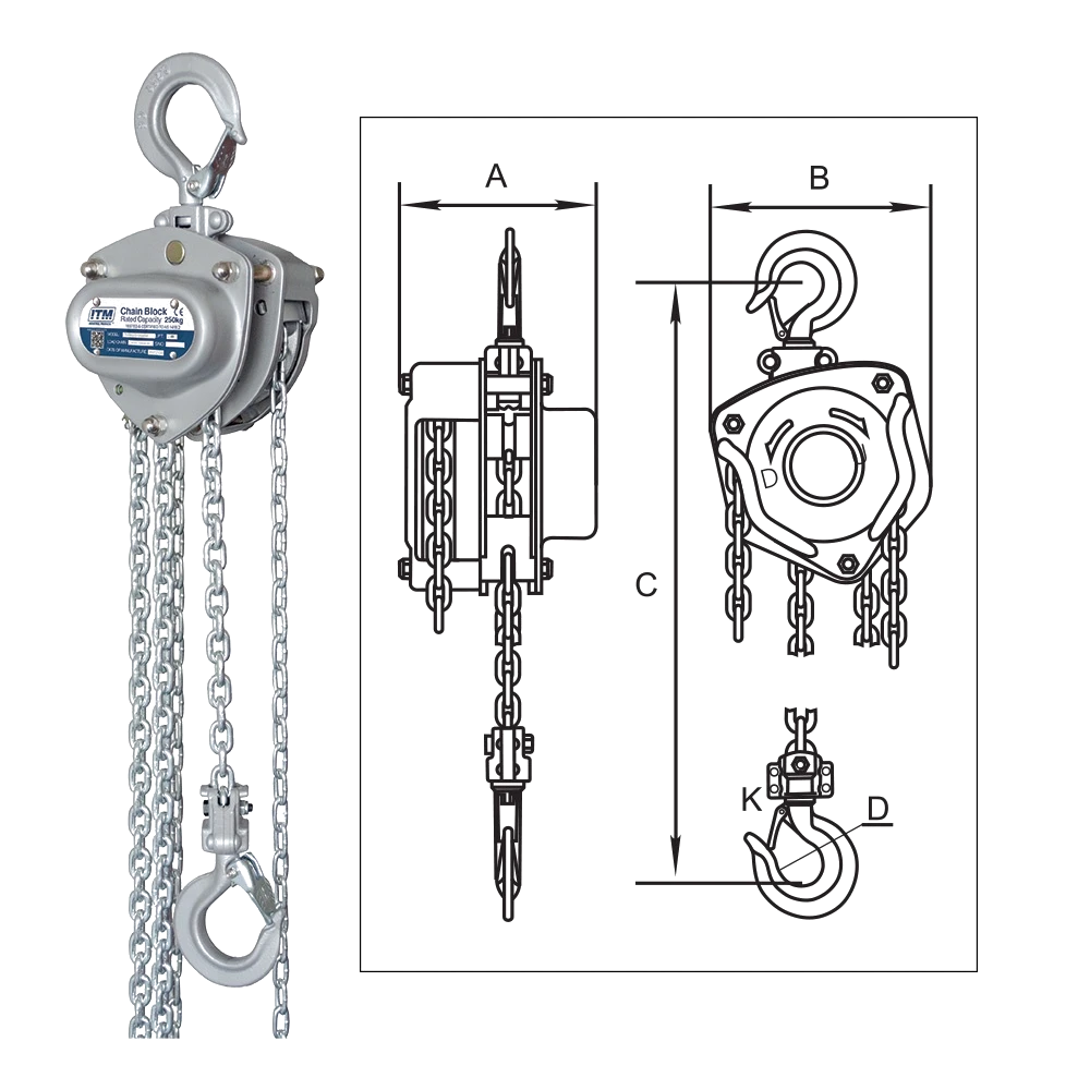 ITM Chain Block-Mini-250 kg-2 Meter Lift