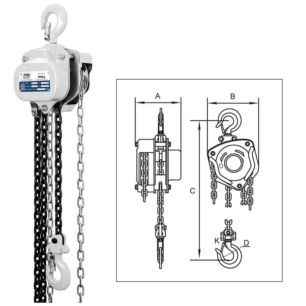 ITM Chain Block-Heavy Duty-500 kg-3 Meter Lift