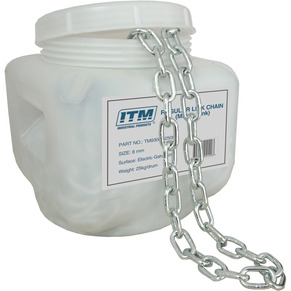 ITM Regular Link Chain-Electric Galv-25kg Drum-3mm Body