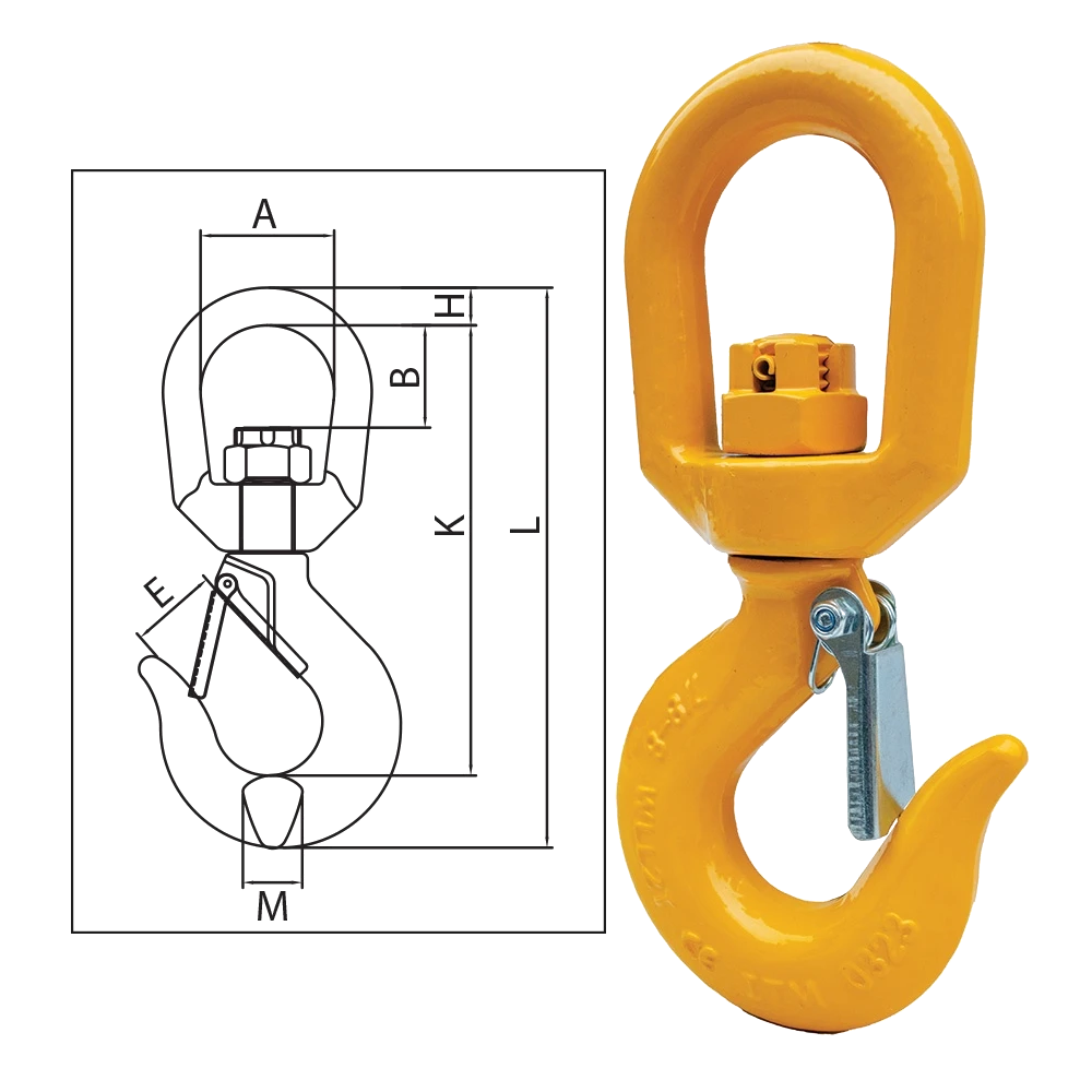 ITM G80 Eye Swivel Hook w/ Safety Latch-7-8mm Chain